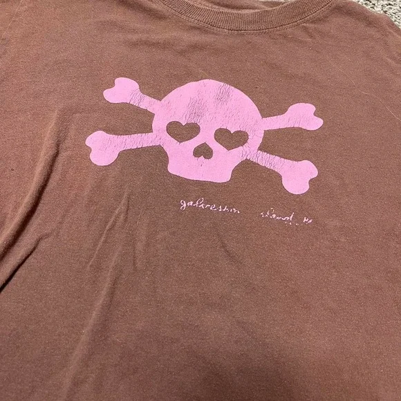 Pink and brown skull tee - Picture 2 of 6
